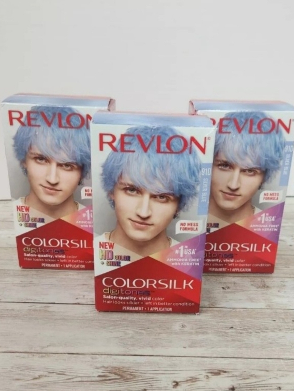 Revlon ColorSilk HD Color Formula Permanent Hair Color 91D Silver Blue Lot of 3
